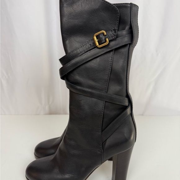 New Chloe Silverado Black Leather High-Heel Women’s Boots Size 8 - Picture 2 of 8